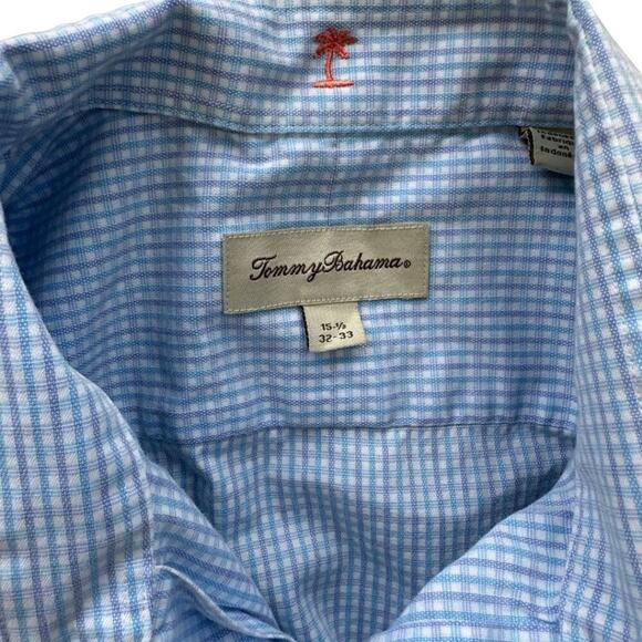 Tommy Bahamas Button Down Shirt Light Blue & White 15.1/2 - Picture 3 of 5